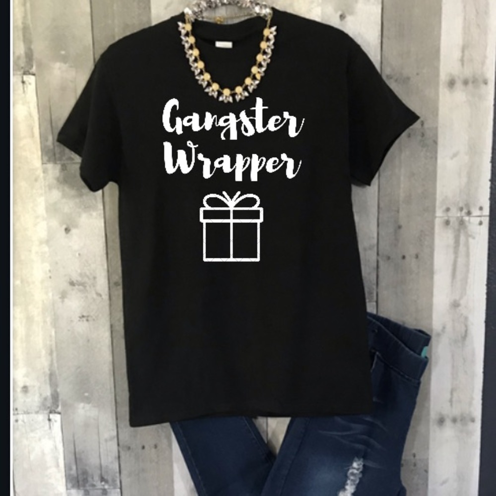 Gangster Wrapper Black Graphic Tee Shirt Small-3Xl